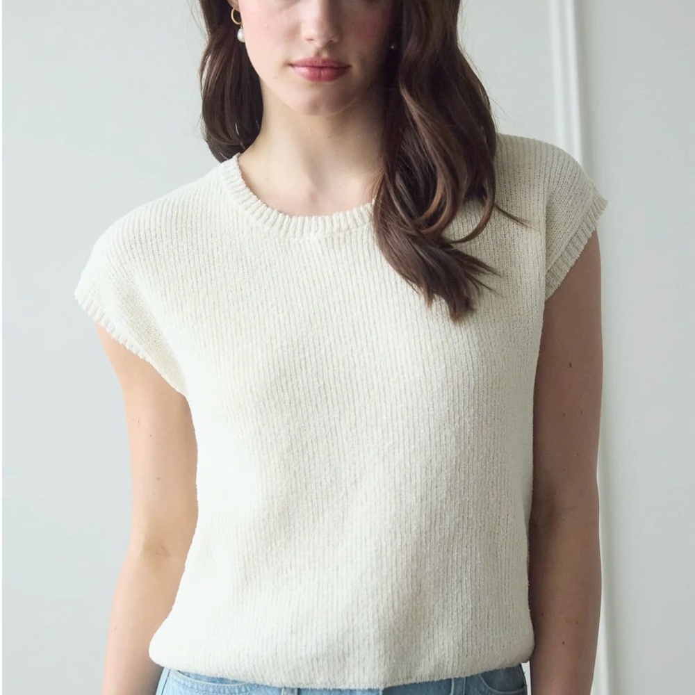 BACK SHEER TIE SHORT SLEEVE KNIT SWEATER - Picture 5 of 5